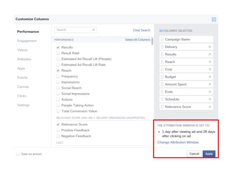 Facebook Attribution Window